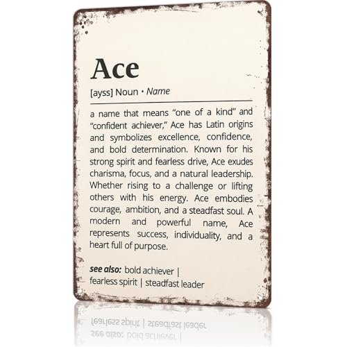 Funny Vintage Metal Sign Ace Name Meaning Poster Wall Art for Home Living Room Office Bar Decor 8X12inch