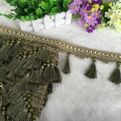 Ribete trenzado con flecos de poliéster para proyectos de costura y manualidades, 32 pies, ideal para decoración del hogar, tapicería y manualidades
