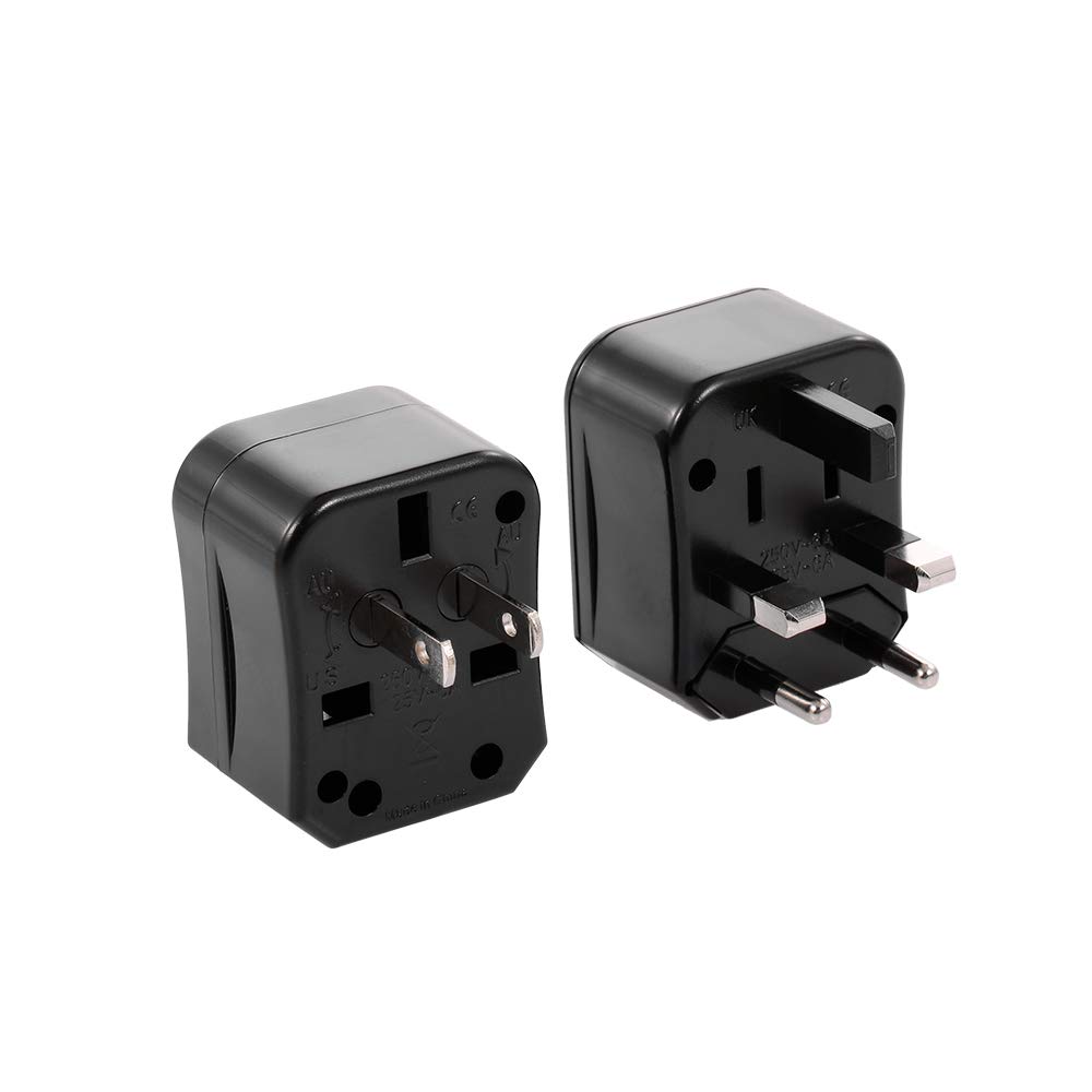 Grborn Universal Travel Adapter World Travel Power Adapter Versatile Adapter For Uk/Us/Eu/Au 150+ Countries Plug Black