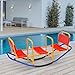 GLACER Teeter Totter Seesaw for Kids, 3-Person Metal Rocking Seesaw for Boys Girls Ages 3-8, 2 in 1 Indoor Outdoor Rocker Toy with Easy-Grip Handles, Playground Equipment for Backyard (Red)