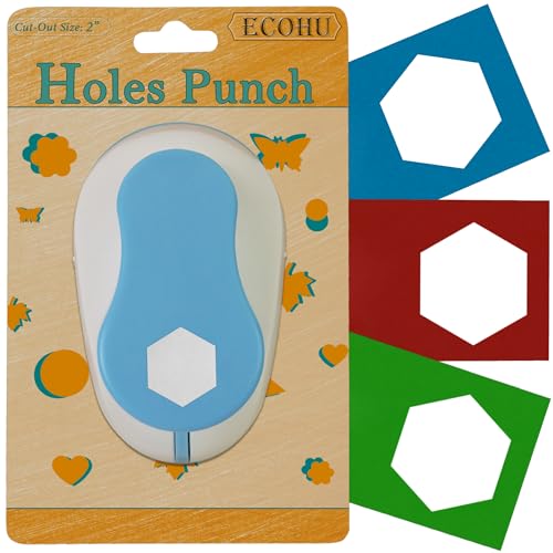 ECOHU Hexagon Punch for Craft Cut Size Out 2-Inch Tool Hexagon Paper Punch for Scrapbook Festival Cards Craft Greeting Card Making DIY Arts