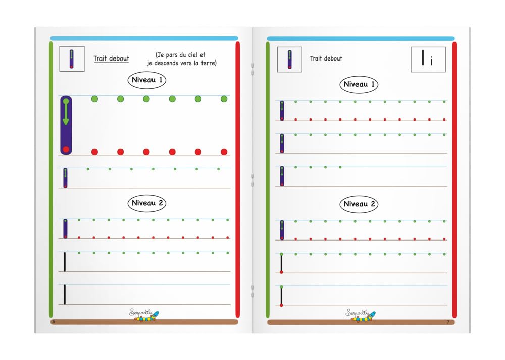 Oxford Serpodile Cahier DYS A4 d'Entrainement Majuscule Baton 48 Pages MS-GS