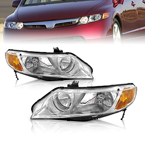 As Front Headlight Assembly Compatible With 2006-2011 Civic 4-Door Sedan Fit For 2006 2007 2008 2009 2010 2011 Headlamps #TOP23