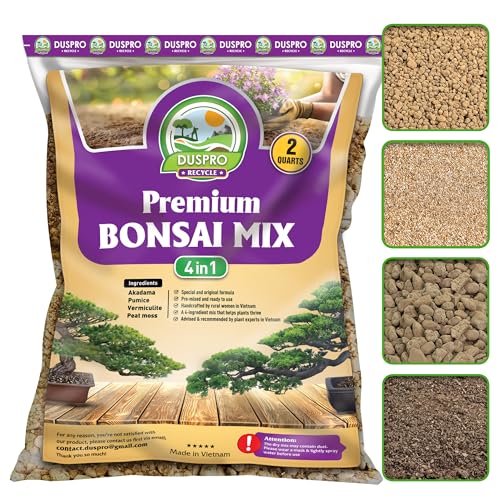DUSPRO Recycle Premium Bonsai Soil Mix Ready to Use Pre-Mixed 4in1 with Akadama, Pumice...