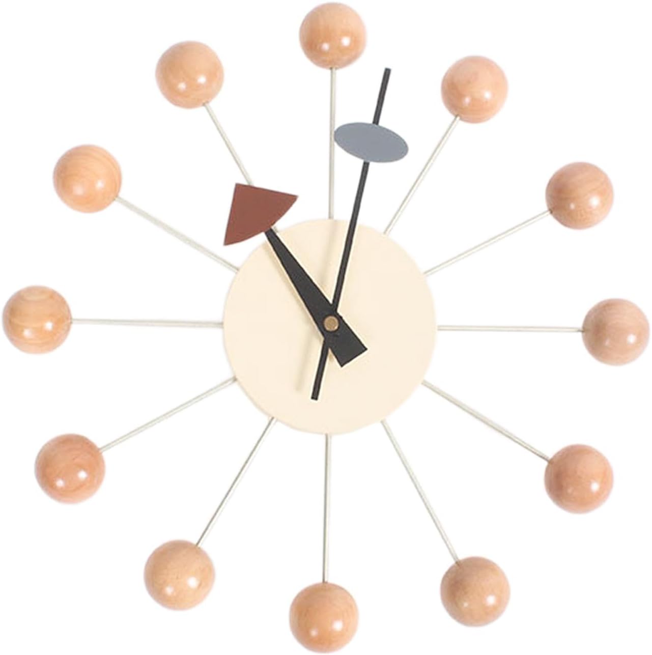 Sleek Wooden Orb Wall Clock for Contemporary Home Decor, Wood Color Ball
