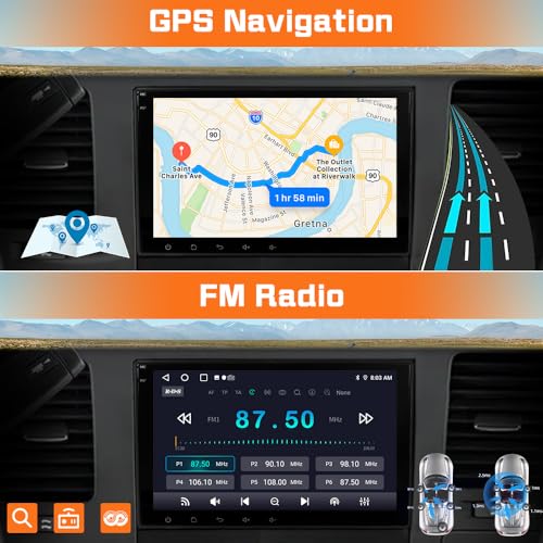 Image of Junsun 4Core 64GB ROM Car Radio Stereo for Chevy Silverado Tahoe GMC Sierra Yukon 2007-2013, Android 13 with CarPlay Android Auto Bluetooth GPS Navigation Backup Camera, 8 Inch IPS Touch Screen