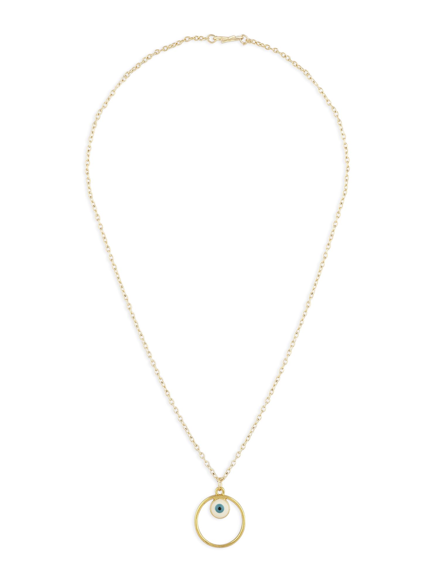 ZAVERI PEARLS Blue & White Enamelled Evil Eye Contemporary Circular Pendant & Chain For Women-ZPFK16791 (B0CL2DWJML) Amazon Price History, Amazon Price Tracker