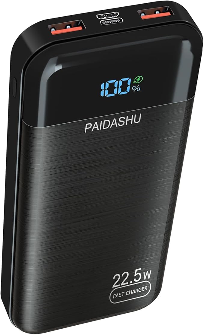 Batería Externa 27000mAh 22.5W PD3.0 QC4.0 Power Bank Carga Rapida, 3A USB C Cargador Portátil con Pantalla LED, 2 Entradas y 3 Salidas Powerbank para Smartphones, Tablets y más (Black)