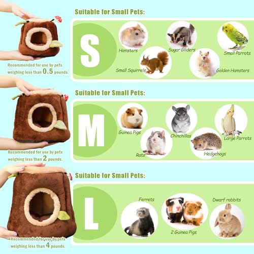 Aichillatum Guinea Pig Hideout Hamster Cage Accessories,Stump Style Soft Washable Hedgehog,Ferret,Rat Hammock for Cage,Chinchilla,Ferret, Bunny Bed,Small Animal Houses & Habitats(L) by Aichillatum - Image 2
