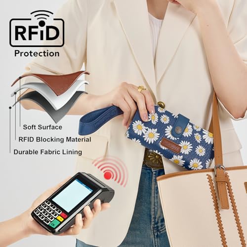 Image of Montana West X Wrangler Wristlet Wallet for Women Daisy Floralt Clutch Womens Wallet Rfid Card Cases & Money Organizers with Smooth Zipper and ID Window