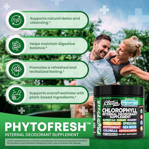 Clean Nutra Chlorophyll Capsules Supplement Internal Deodorant Peppermint, Sea Moss, Parsley, Chlorella, Spirulina, Slippery Elm, Ashwagandha, PhytoFresh Greens Detox Pills - Image 6