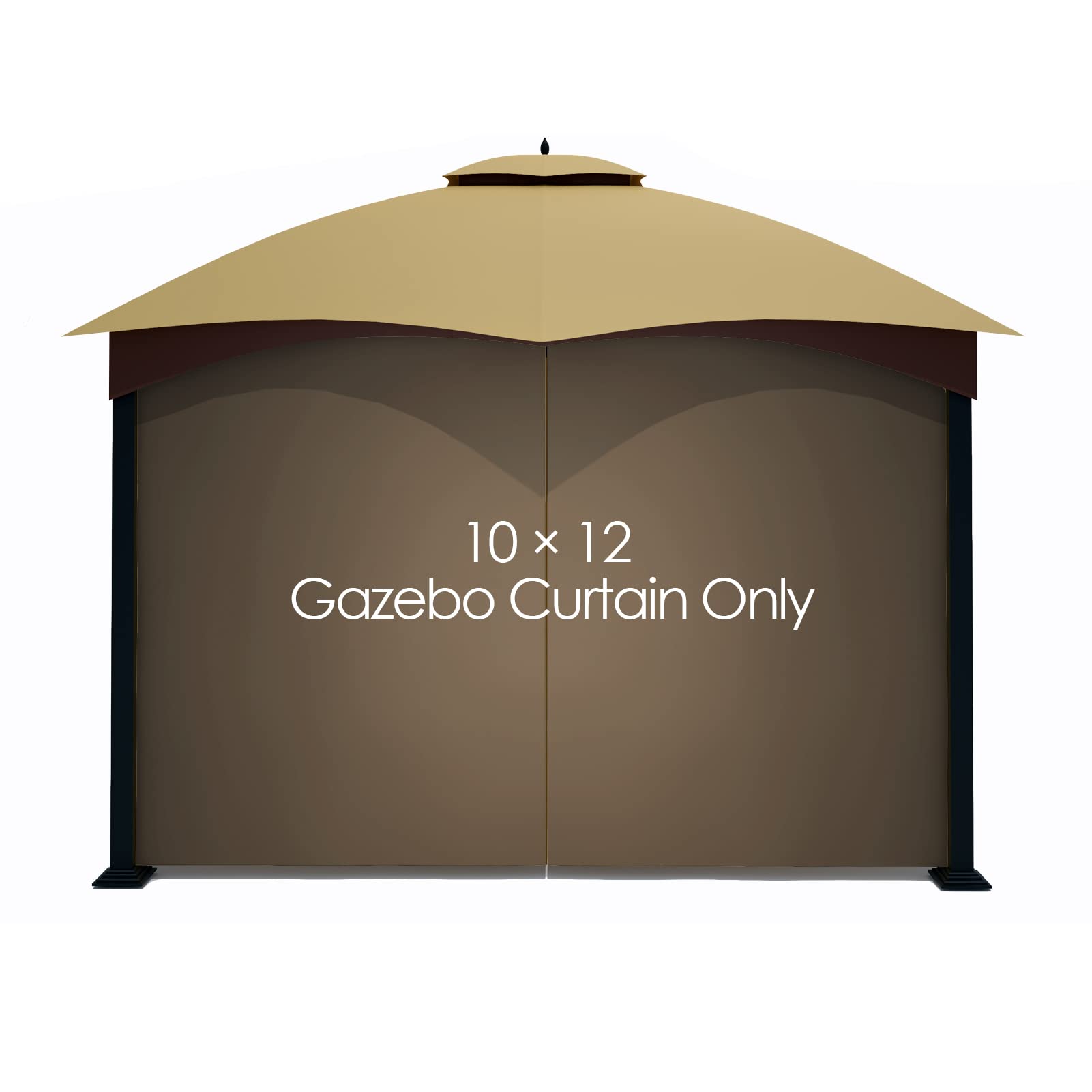Tanxianzhe Gazebo Replacement Privacy Curtain with Zipper Outdoor Universal Privacy Panel Sidewall for 10' x 12' Gazebo (Brown)