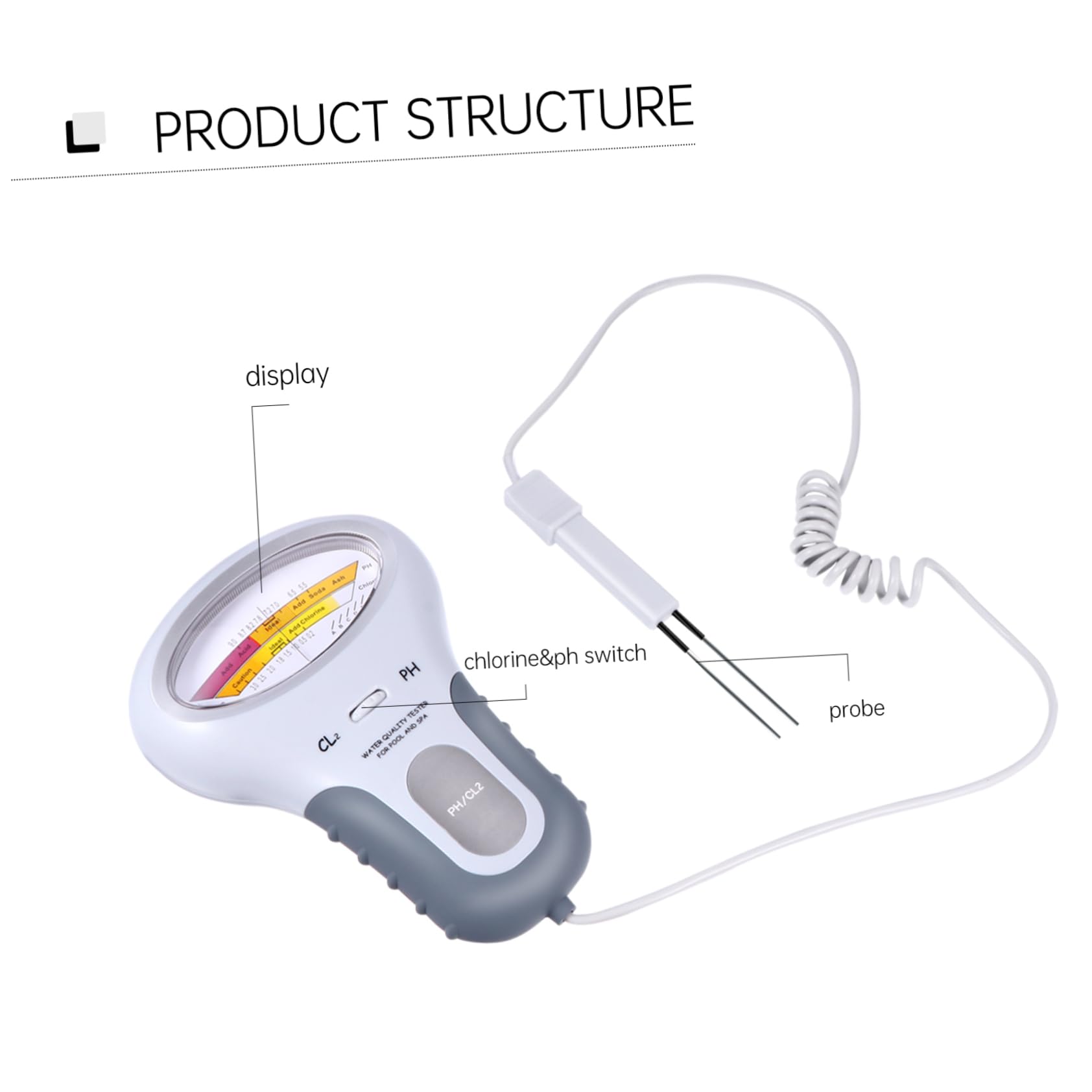 VANZACK 2piezas Tester De De Agua De Piscina Ph Portátil Medidor Digital De Ph y Precisión De Agua y De Usar y