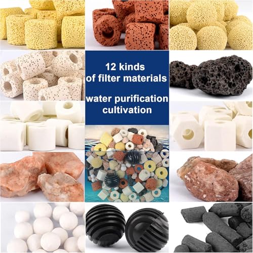 Image of Jainsons Pet Products Aquarium Fish Tank 12 in 1 Filter Media, Ceramic Rings Bio Balls Porous Filter Biochemical Ball Activated Carbon Filtration for Aquarium Fish Tank Pond Fountain (400, Grams)