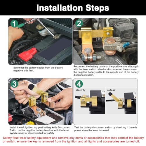 Image of STHIRA Car Battery Cut Off Switch 12V /24V Copper Terminal Isolator Blade