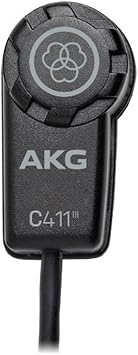 AKG C411 - التقاط صوتي لآلات الأوتار والغيتار الصوتي والبانجو والكمان. مع مركب لاصق قابل لإعادة الاستخدام   