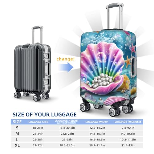 Pink And Purple Seashell With Pearls Elastic Travel Luggage Covers Dustproof Scratch-Resistant Suitcase Protector Fit 22-24 Inch4