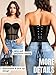 Kaei&Shi Sheer Mesh Overbust Corset,Sexy Strapless Lace Up Satin Bra Corsets Top For Women Shapewear Black 3X-Large