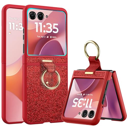 Coque Razr 2025 antichoc fine avec protège-écran et anneau de support