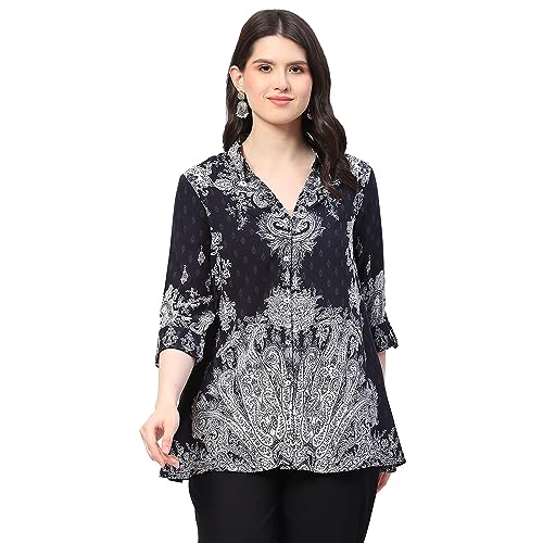 Image of BIBA Women Rayon Straight Printed Shirt