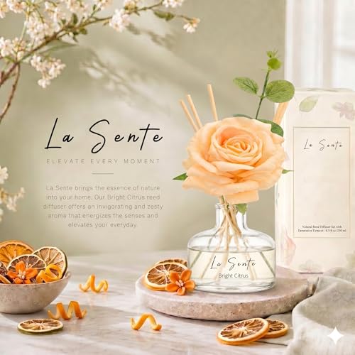 Difusor de varitas cítricas 250 ml con flor decorativa miniatura 2