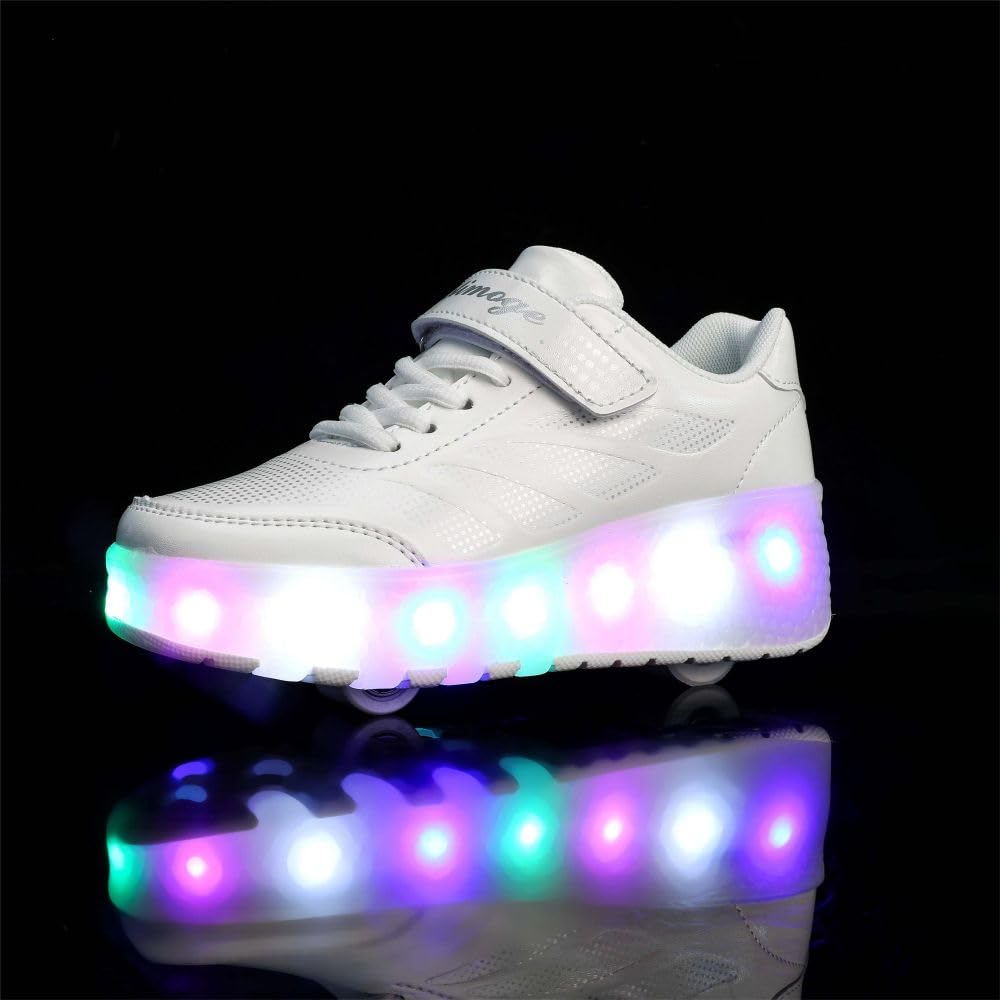 HUSKSWARE Scarpe Ragazza da Ragazzo con Ruote, 2 in 1 per Bambini, con rotelle, per Skateboard, Sneakers