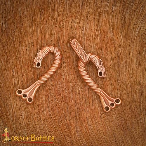 Image of Lord of Battles Medieval Cloak Clasp (Made of Bronze) | Viking Celtic Dragon Design Hook for Cloak Scarf, Shawl | Handmade Cloak Clasp Lost-Wax Cast Bronze