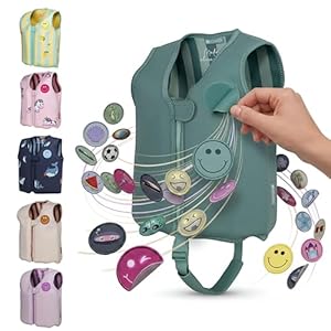 NOARD Kinder Schwimmweste 2-6 Jahre 15-30 kg | EN 13138-1:2021 Zertifiziert | Schwimmhilfe mit Klett-Patches zum Personalisieren, Verstellbarer Schrittgurt, 8 herausnehmbare Schwimmkörper