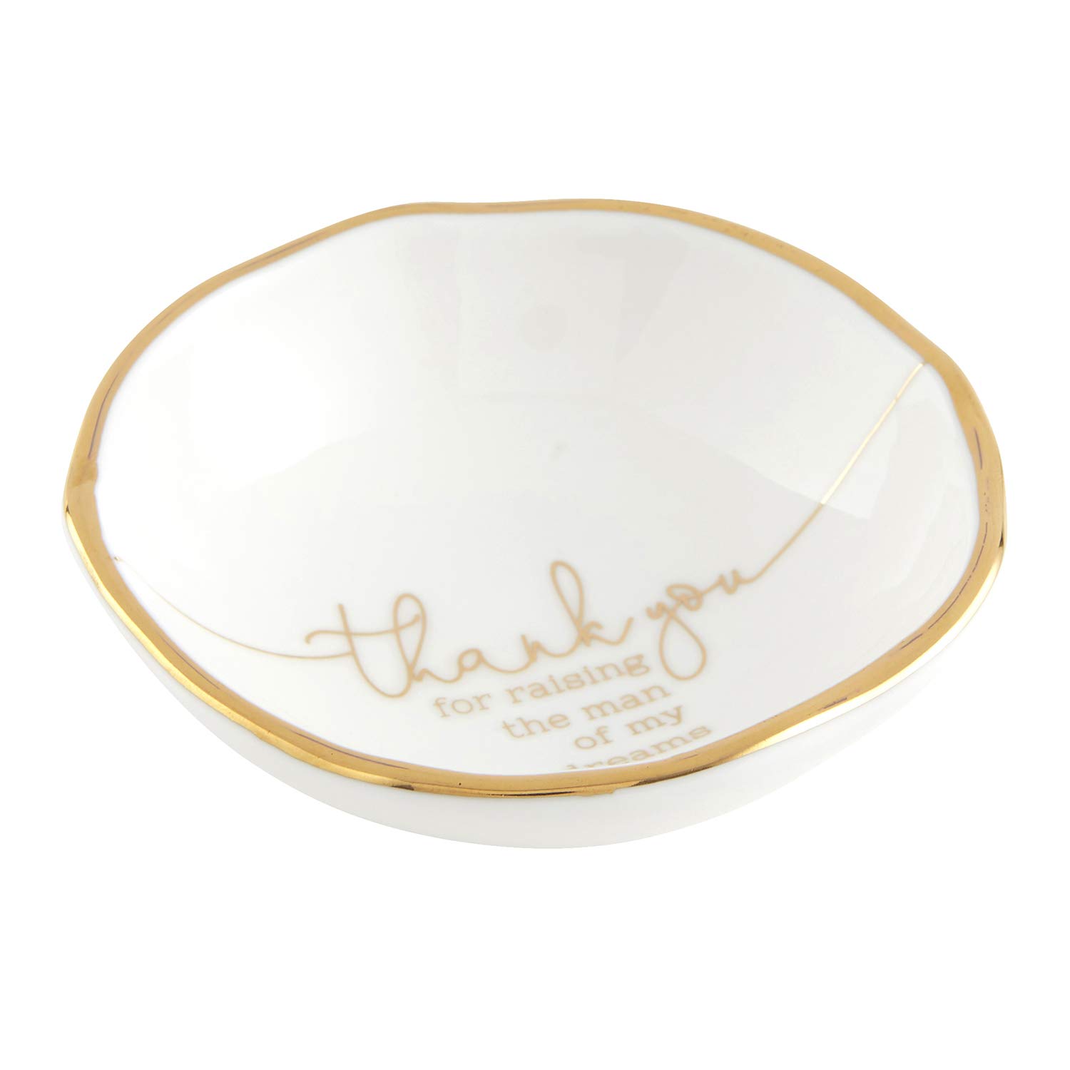 Santa Barbara Design Studio Creative Brands Wedding Collection Ceramic Jewelry Dish, 3.25-Inch, Thank You