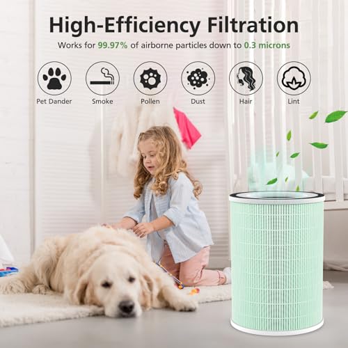 2 Pack HEPA KILO Pet Filter, Compatible with Afloia KILO, KILOPLUS, KILOPRO, MIRO,MIRO PRO and MORENTO MR-Kilo, Kalo Air Pur ifier, 360° 4-Stage Filtration, Green