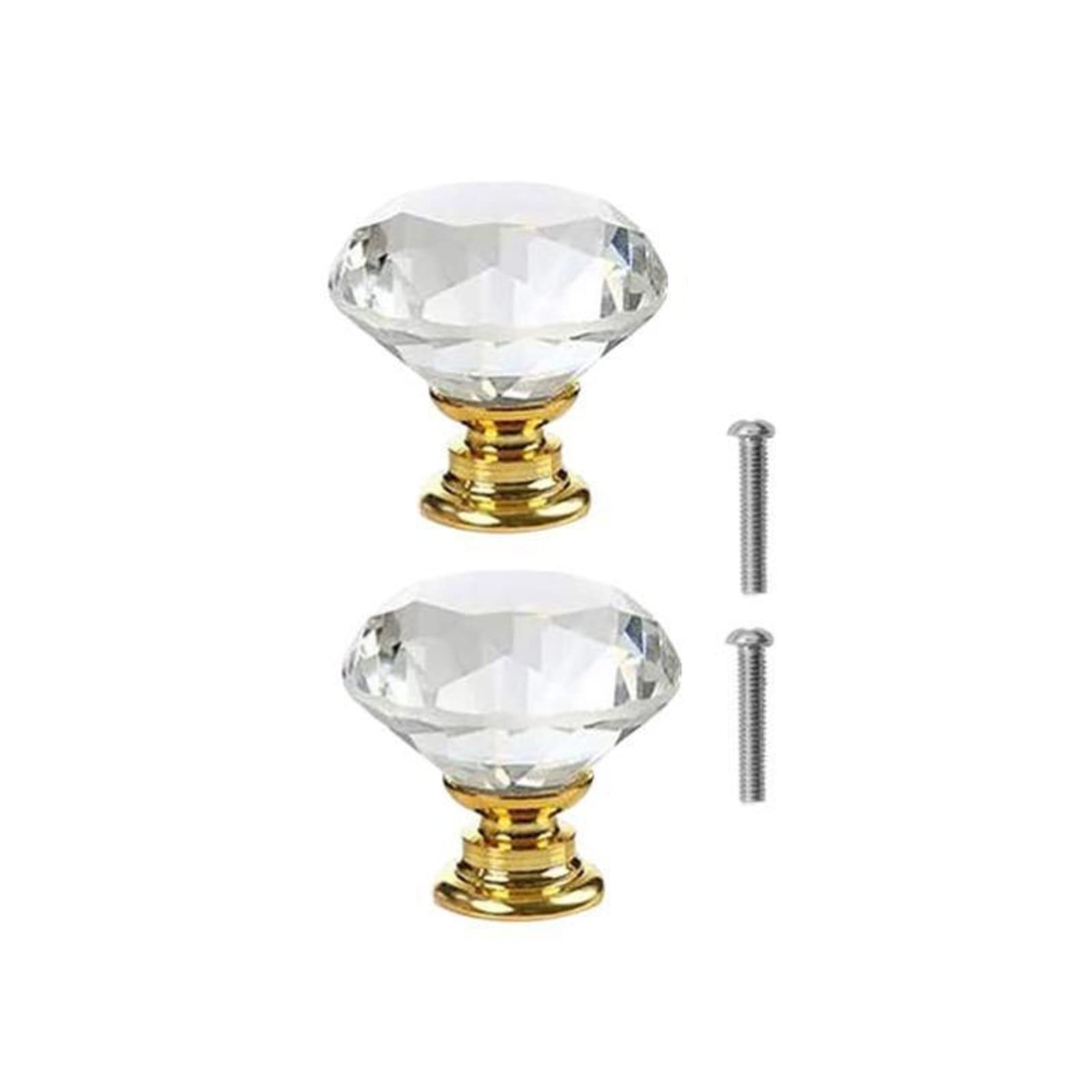 Yesmin Gold Crystal Door Knobs,2 Pcs 40Mm Crystal Drawer Carbinet Door Handle Puller With Screws For Home Kitchen Office Drawer Cupboard Closet-En Small