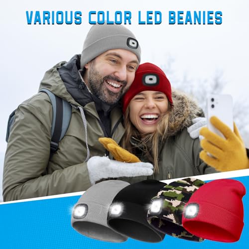 FFIPBGE Beanie Hats with Light, USB Rechargeable LED Hand Free Headlamp, Ideal for Camping, Hiking, Mens Gifts, Birthday Gifts for Men, Women, Dad, Him, Husband, Adventurer, 1 Pack, Red - image 7