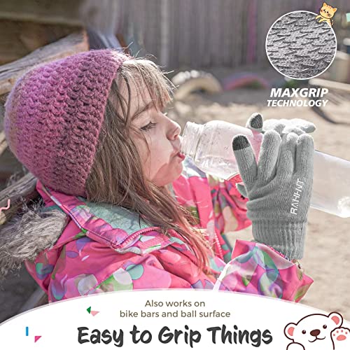 Image of Rahhint Kids Winter Gloves for Boys Girls Children Toddler Thermal Wool Knit Gloves with Insulated Fleece Lining Keep Hand Warm Gift
