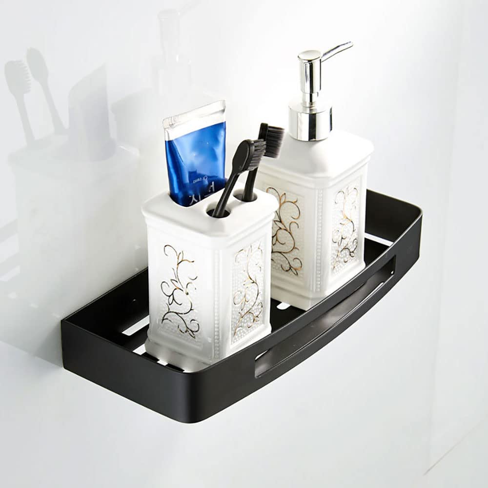 Étagère de douche noire de 30 cm – Panier de rangement flottant en acier inoxydable pour douche et cuisine, support robuste pour articles de toilette et accessoires