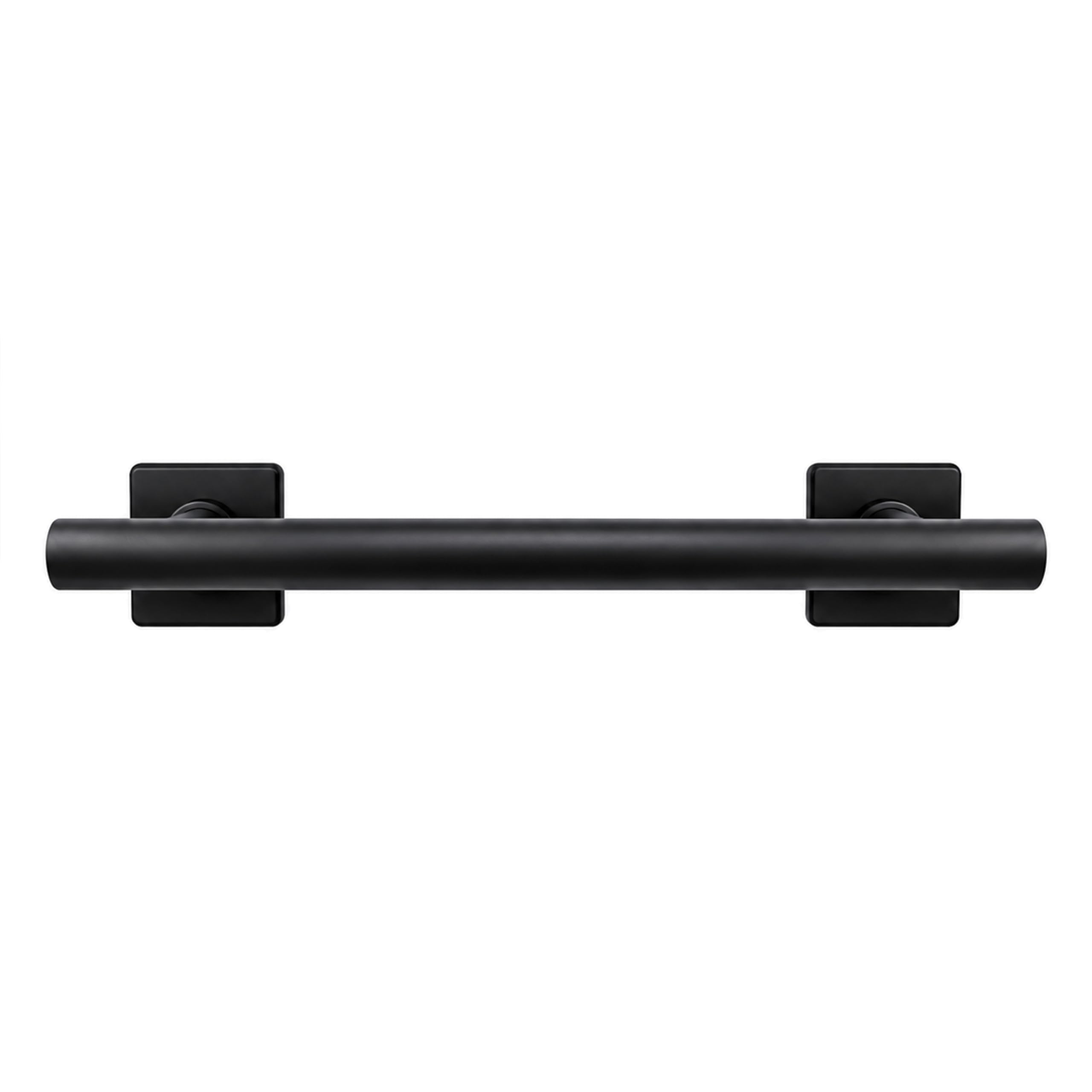 View 1 of 12-inch Coronado Designer Straight Bathroom Shower Grab Bar with Decorative Square Flanges, Matte Black