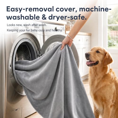 Image of Magic Dog Super Soft Medium Dog Bed, 32 Inches Orthopedic Foam Pet Beds with Anti Slip Bottom, Dog Sleeping Mattress with Removable and Washable Cover, Grey M,32'' X 24'' X 3''