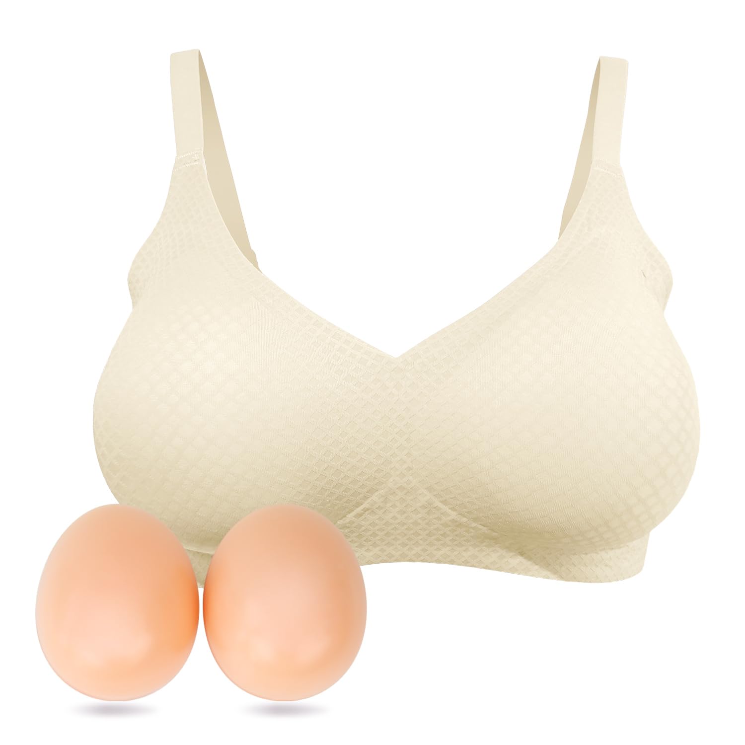 Silikon-Brustprothese mit Taschen-BH, Frauen Brustvergrößerung Drahtloser Mastektomie-BH für Brustformen