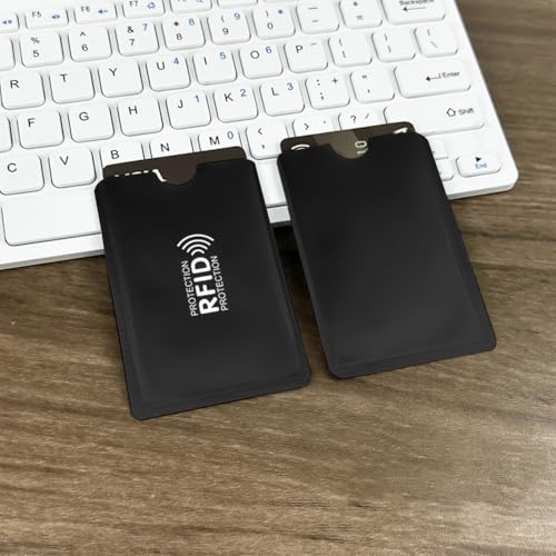 2Pcs RFID Blocking Card Contactless NFC Cards Protector Credit Card Holder Waterproof Cards Sleeves for Women Men,Black4
