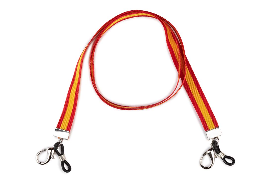 HISPANIA COLORS SINCE MMXI SPAIN Colgante para gafas y mascarillas - Pack de 2 o individuales - Cinta bandera de España