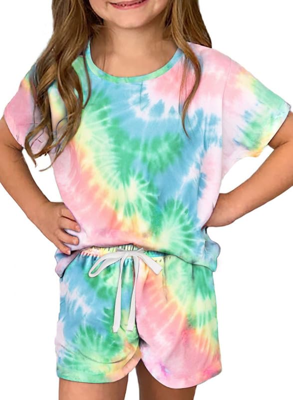 Image of Dokotoo Girl's Summer Cute T-Shirt and Shorts Set with Side Pockets