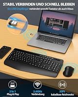 SABLUTE Tastatur Maus Set kabellos, Ergonomische Handballenauflage-Schwarz – Ansicht 3