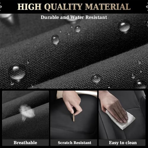 Image of Coverado Chevy Silverado Oxford Rear Seat Covers, Fit for 2014-2018 1500, 2015-2019 2500HD 3500HD Chevy Silverado GMC Sierra Crew Double Extended Cab (Curved Rear, Black)