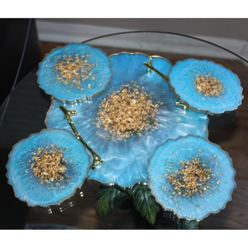 Image of R H Lifestyle Round Silicone Moulds for Resin Art, Coaster Mould, Agate, Resin Art and Craft Materials, Tray Plate Mould 16 Inch