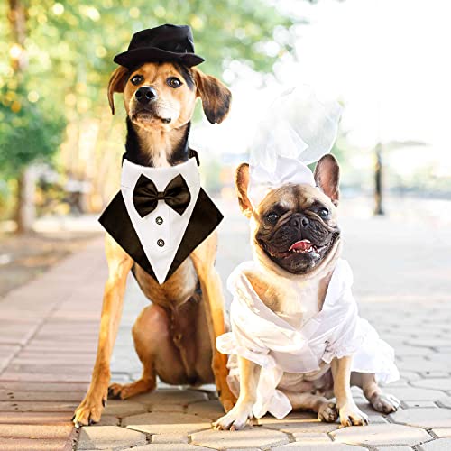Hund Smoking Bandana Halsband, Formale Hochzeit Party Hund Hochzeit Bandana,Verstellbar Krawatte Haustier Anzug Fliege Bandana für Hochzeit Geburtstag Kostüme (M)