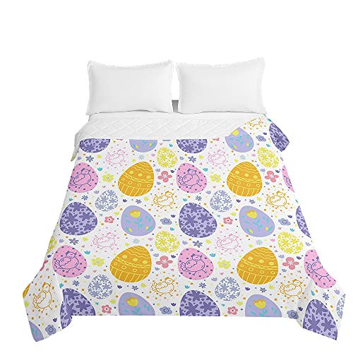 Odot Semana Santa Colcha Bouti de Verano, Suave Microfibra Multiusos Cubrecama Lavable Acolchada Edredón Manta para Cama de Infantil Individual Matrimonio (230x280cm,Huevo de Dibujos Animados 5)