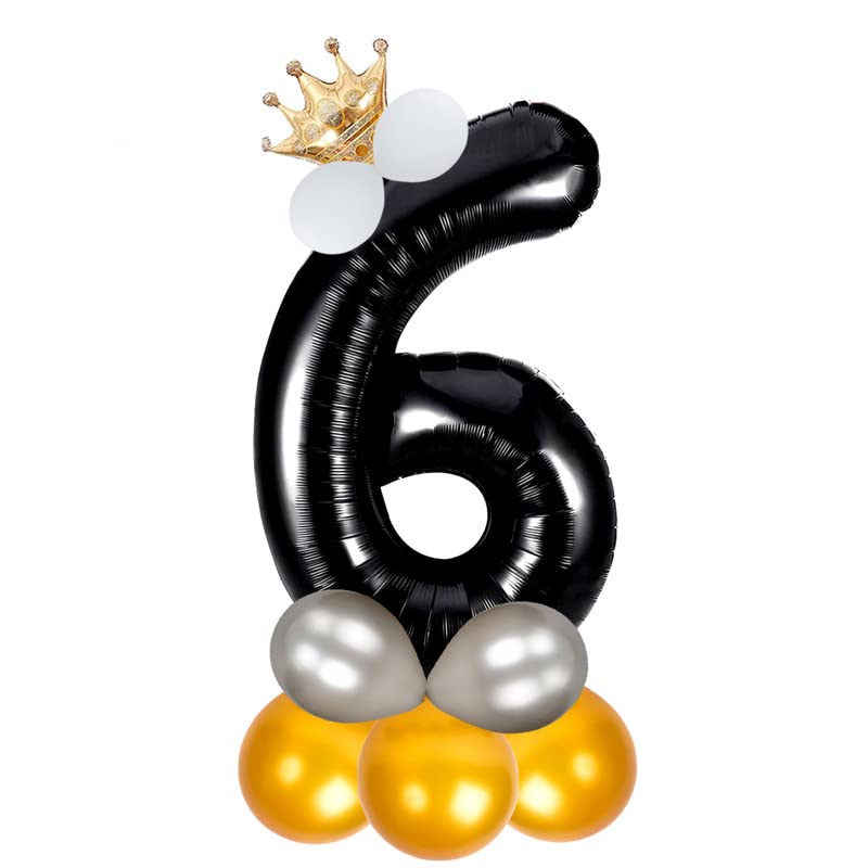 Image of Black 32 Inches Numbers 6 Shape Large Big Foil Helium Balloons For Party Decorations In Happy Birthday Anniversary Office Items Materials Set Pack,1 Piece