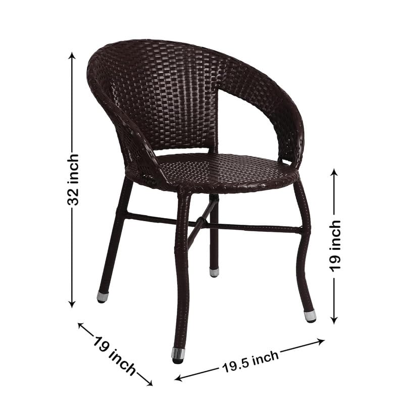 Image of Amazon Brand - Solimo Rattan and Wicker Garden Patio Seating Chair and Table Set Outdoor Balcony Garden Coffee Table Set Furniture with 1 Square Glass Top Table and 2 Chairs Set for Home (Dark Brown)