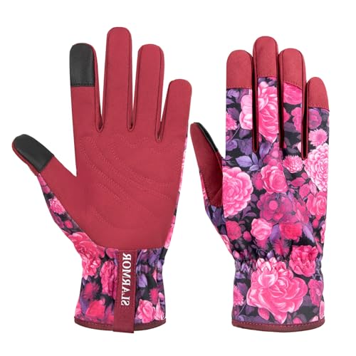 Guantes de jardín para mujer, guantes de jardín para mujer, con pantalla táctil, microfibra de piel, guantes de jardinería para mujer, guantes de jardín para patio, limpieza, jardinería, paisajismo,