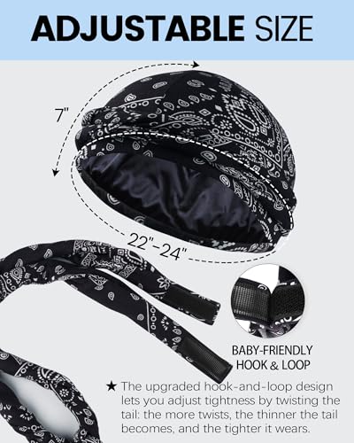 Image of Ababalaya Upgraded Satin Lined Halo Turban Durag for Men &Women Sleeping Bonnet PRE-Tied Headwraps for Hair Loss