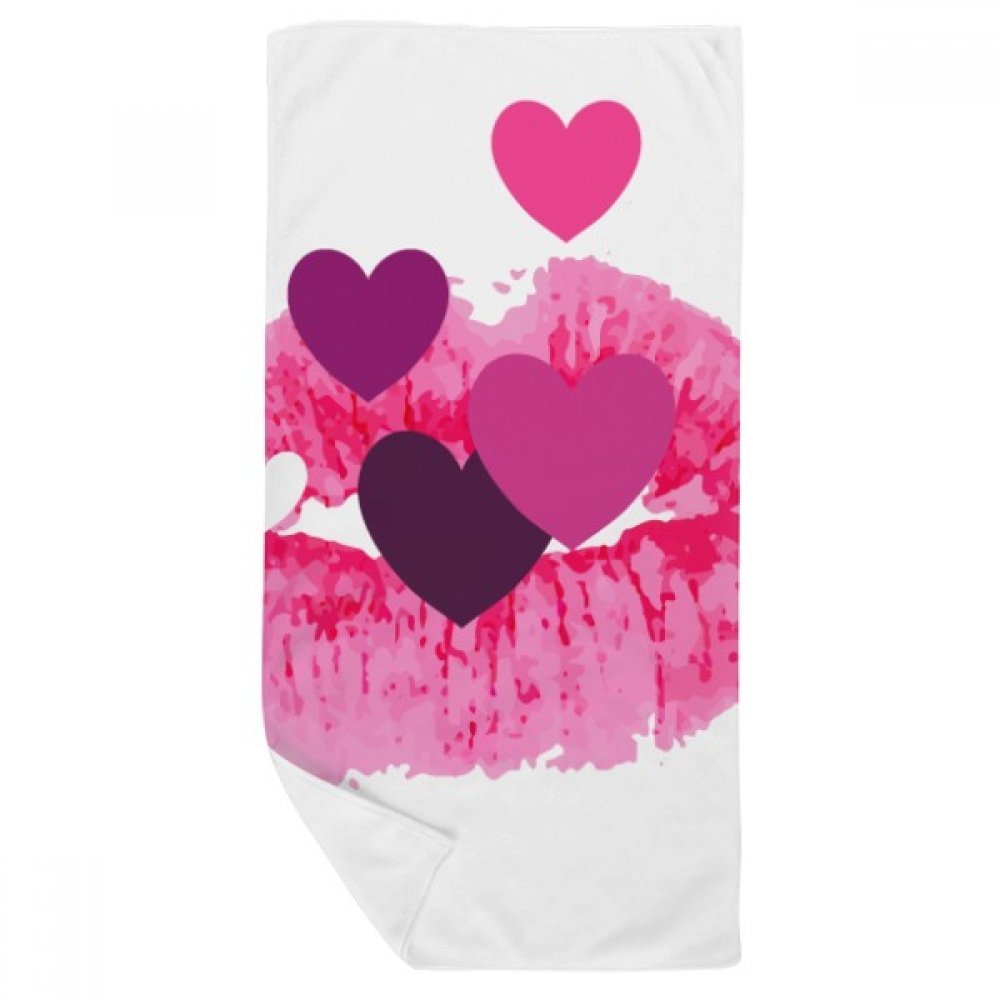 Serviette de bain absorbante et douce 35x70cm motif coeurs St Valentin